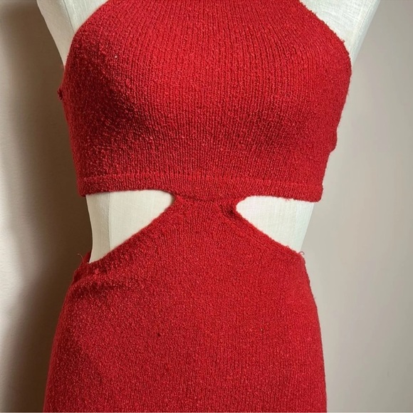 Lulu’s Lush for Life Red Cutout Halter Knit Midi Dress size small - Picture 9 of 14